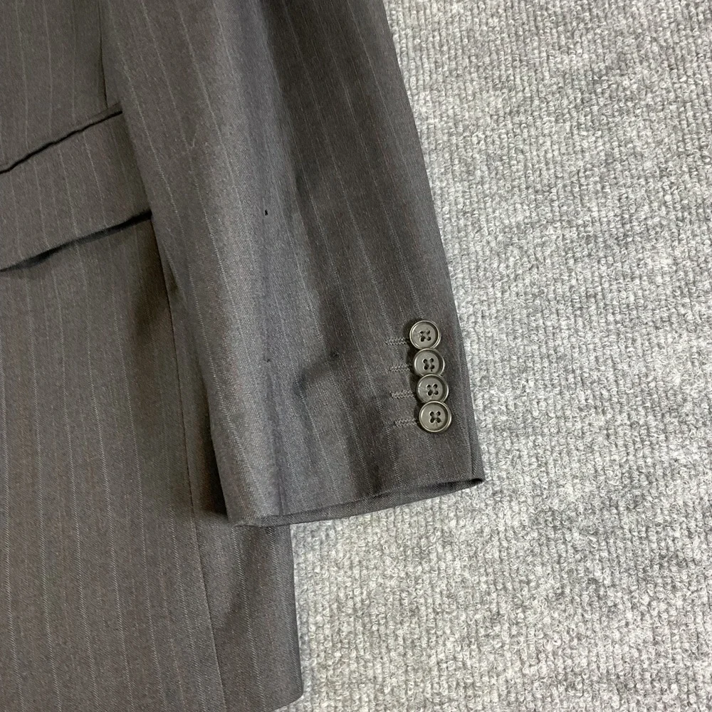 Banana Republic Modern Mens Blazer 42L Wool Charcoal Gray Pinstripe 3 Button Sui